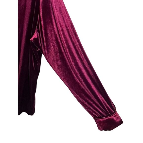 Vintage Velvet Shirt 1X Red Festive Holiday Neutral Dark Romance Old Money Soft - Picture 5 of 12